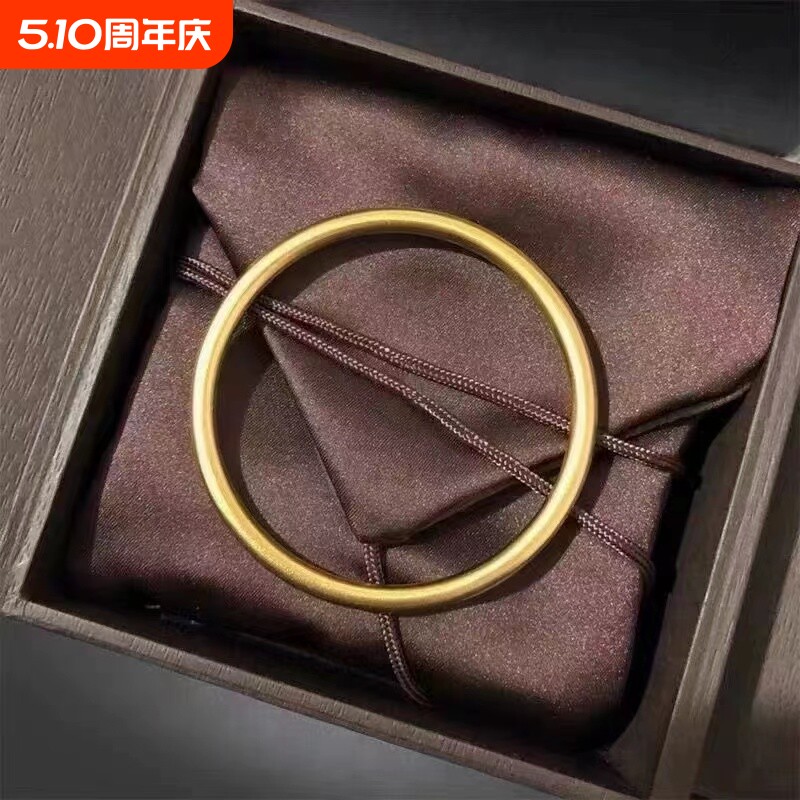 不掉色匠心传承古法拉丝素圈手镯百搭两世欢手链项链吊坠平安锁