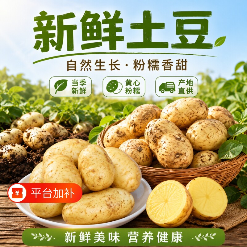 正宗土豆新鲜黄皮大土豆黄心面土豆当季农家自种现挖蔬菜洋芋时令