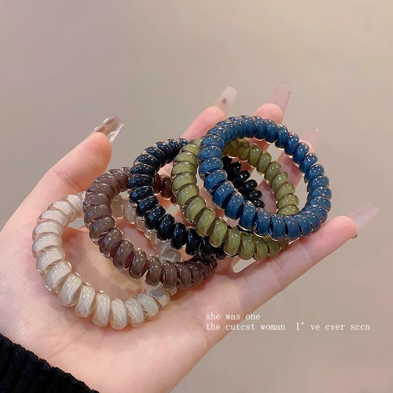 果冻色电话线发圈高弹力耐用简约扎头绳女时尚高马尾发绳皮筋头饰