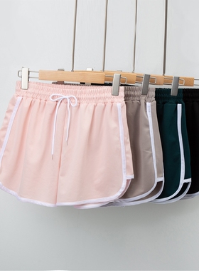 运动短裤女夏天外穿宽松跑步速干阔腿高腰ins潮大码睡裤胖mm健身