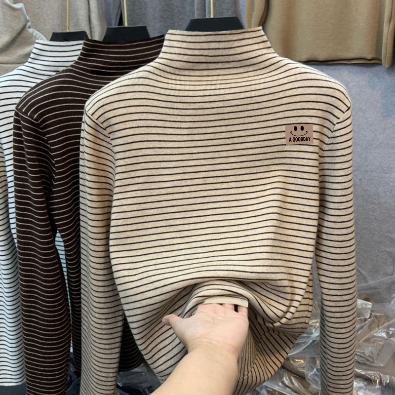 德绒长袖儿童半高领打底衫