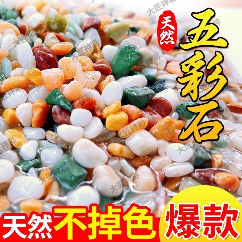 天然雨花石五彩石鱼缸造景底部砂石盆栽多肉铺面石鹅卵石装饰摆件