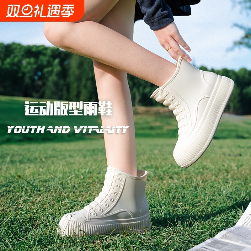 喆星2025学生女款时尚简约设计百搭舒适雨靴耐磨防滑保暖雨鞋