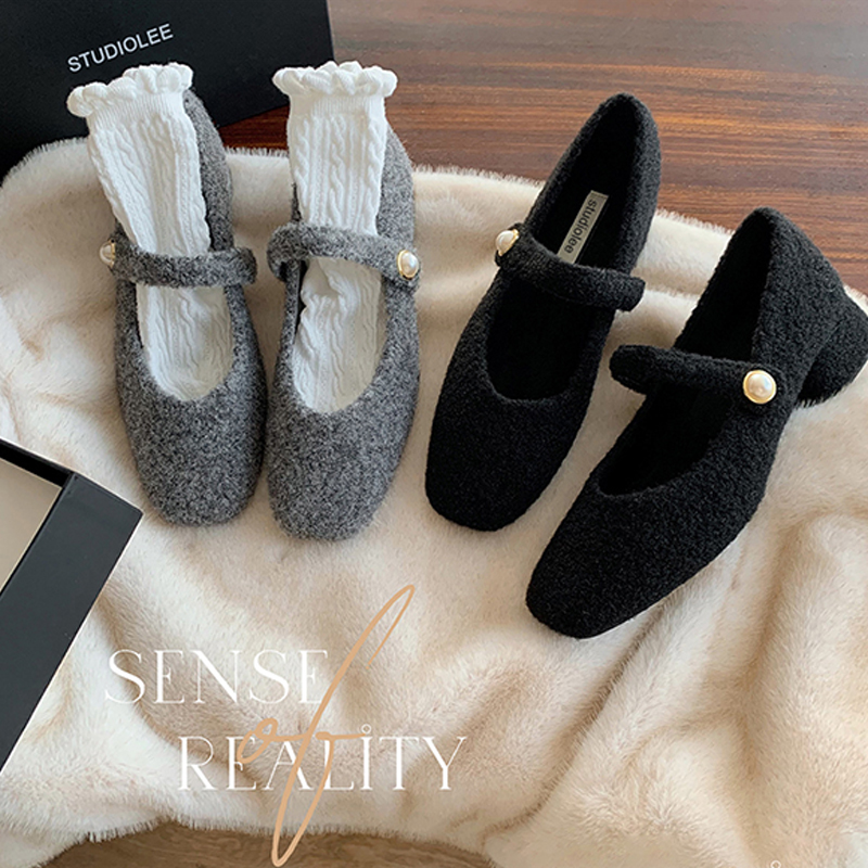 法式单鞋女2025秋季新款绝美中粗跟晚晚鞋浅口配裙子气质玛丽珍鞋