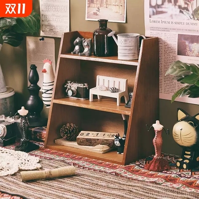 实木香水桌上收纳架化妆品木质置物架咖啡杯子办公电脑桌面办公桌