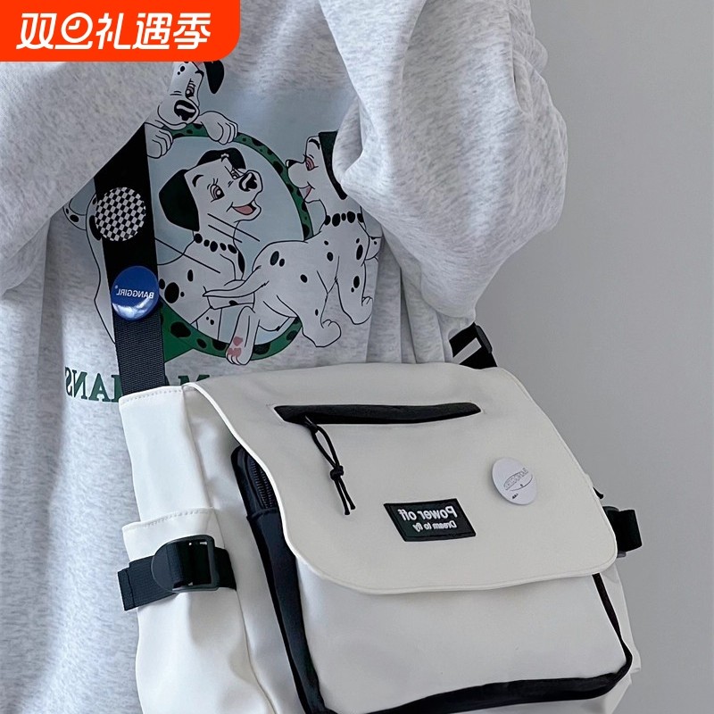 ins大学生斜挎包上课背包单肩包日系包包女邮差包男大容量新款