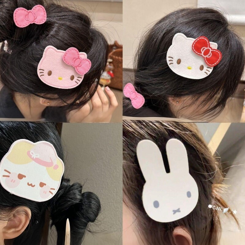 kitty刘海贴魔术贴可爱少女棉花糖猫碎发贴无痕发饰米菲兔白色