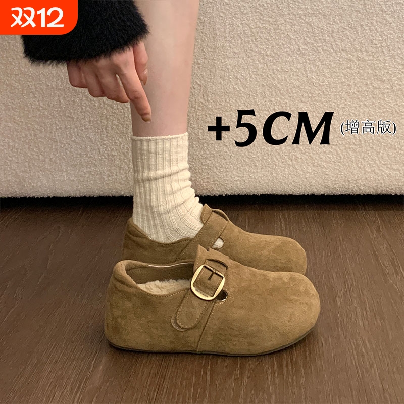 厚底内增高加绒勃肯鞋子女款2025新款秋冬爆款雪地靴一脚蹬二棉鞋