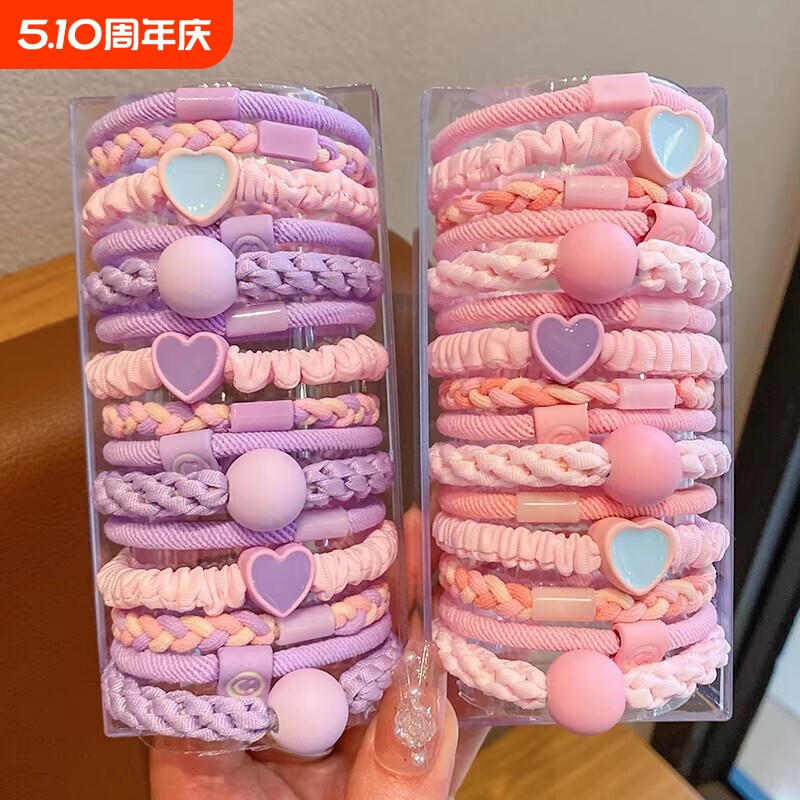 彩色大圈头绳儿童皮筋女童耐用发圈扎头发宝宝发饰橡皮筋蓝色紫色