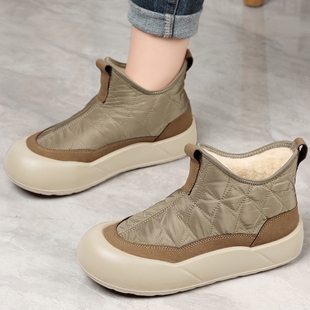 新款女鞋冬季加绒保暖雪地靴加厚棉靴休闲百搭防滑时尚老北京棉鞋