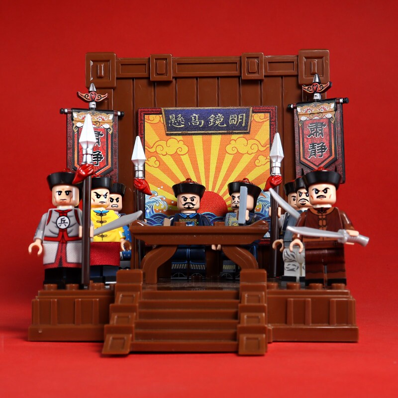 清朝皇帝御前侍卫文武官清兵小颗粒古代明兵人仔积木拼装男孩玩具