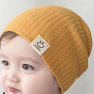 婴儿帽子春秋季男童女童潮薄款新生儿婴幼儿童针织无骨胎帽冬天