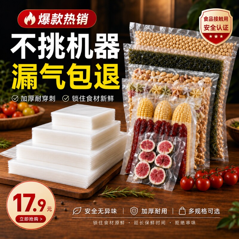 网纹路真空保鲜袋食品级家用密封袋塑封袋抽真空压缩包装自封袋子