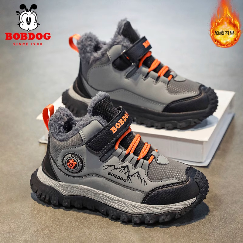 巴布豆儿童大棉鞋2025冬季新款加绒加厚保暖男童运动鞋防滑童鞋