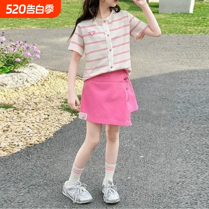 女童套装夏装2026新款韩版洋气儿童短裤两件套小女孩短袖T恤裙子