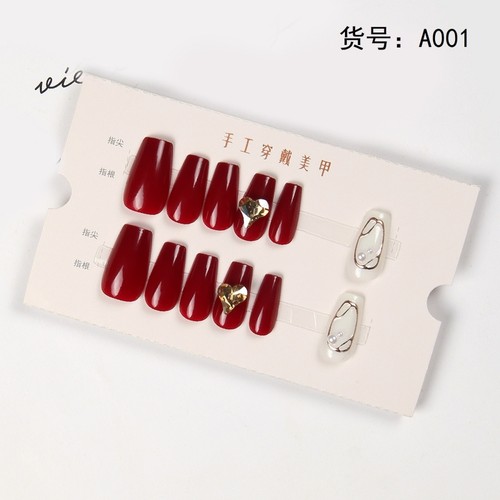 纯手工穿戴甲批发美甲贴片红色美