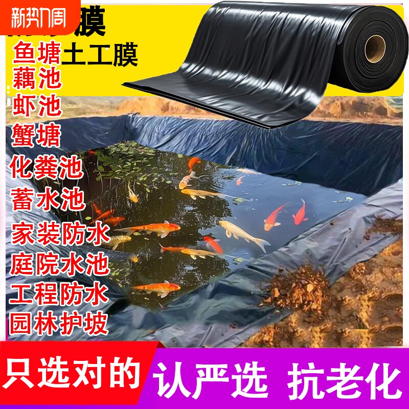 鱼塘防渗膜加厚土工膜虾池蟹塘沼气池化粪池园林水池专用pe塑料膜