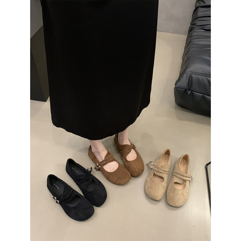 法式平底浅口单鞋女2025新款秋季复古芭蕾舞玛丽珍鞋豆豆鞋勃肯鞋