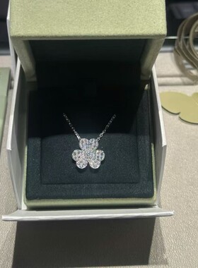 社交无压力顶级高定品质满钻三叶草项链花瓣S925纯银链玫瑰金白金
