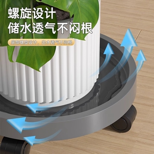 花盆托盘带轮底座透气可移动加厚圆形垫高塑料底托滑轮万向轮滚轮