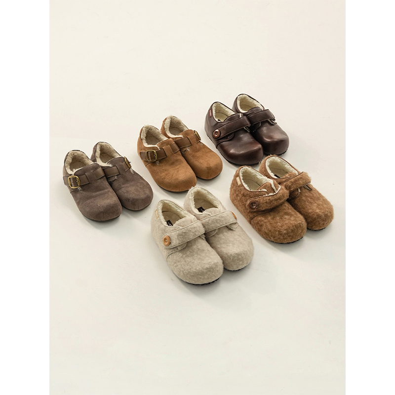 复古加绒勃肯鞋女秋冬全包加厚5CM内增高小个子慵懒保暖毛毛鞋女