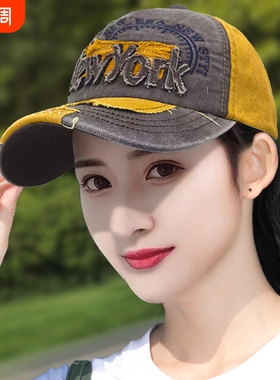 帽子女洋气棒球帽户外显脸小鸭舌帽新款防晒遮阳帽四季休闲红色