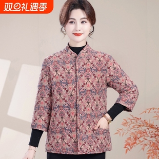 加绒棉袄棉服薄款 中年妈妈秋冬加厚棉衣保暖棉马甲中老年女款 冬装