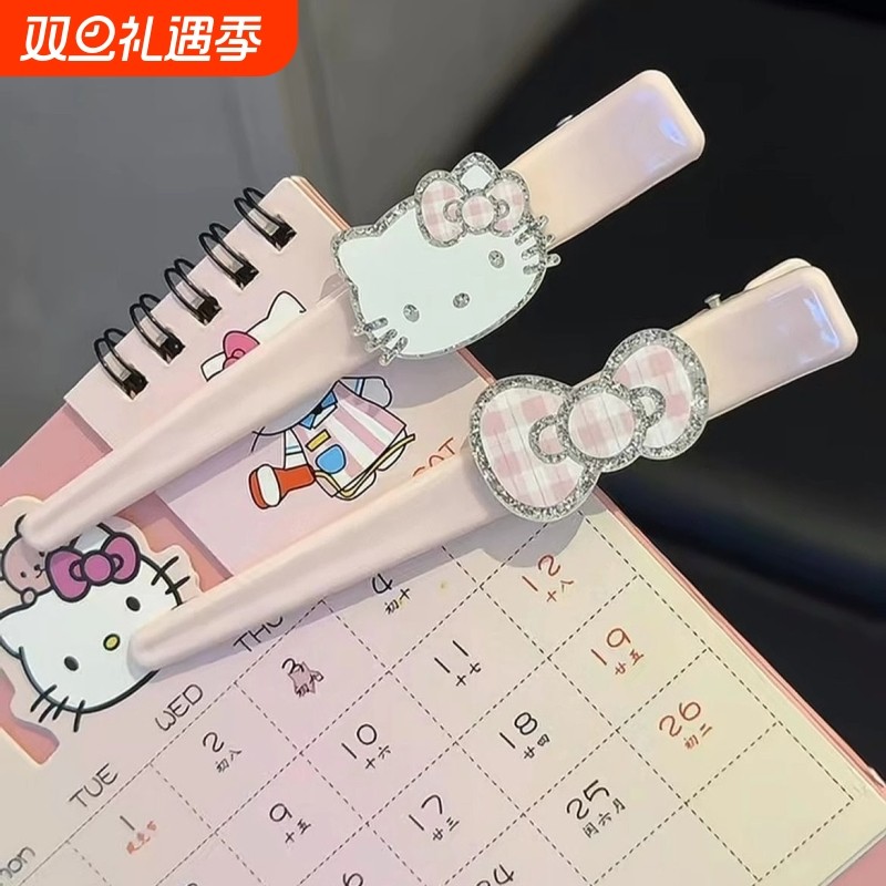 可爱HelloKitty猫咪侧边刘海夹子甜美长款闪粉tk无痕鸭嘴