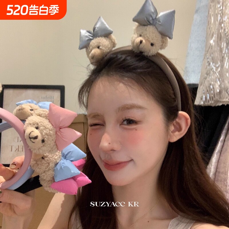 卡通可爱小熊洗脸拍照打卡发箍女2024新款高级感洋气时尚头箍秋冬