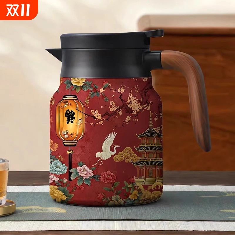 唐斯国潮不锈钢焖茶壶家用1000ml办公保温大容量老白茶泡茶中式