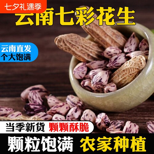 新货云南七彩花生带壳生七彩野地花生米花生种子特级农家种植普洱