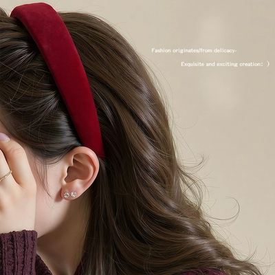 章若楠同款红色发箍复古细款