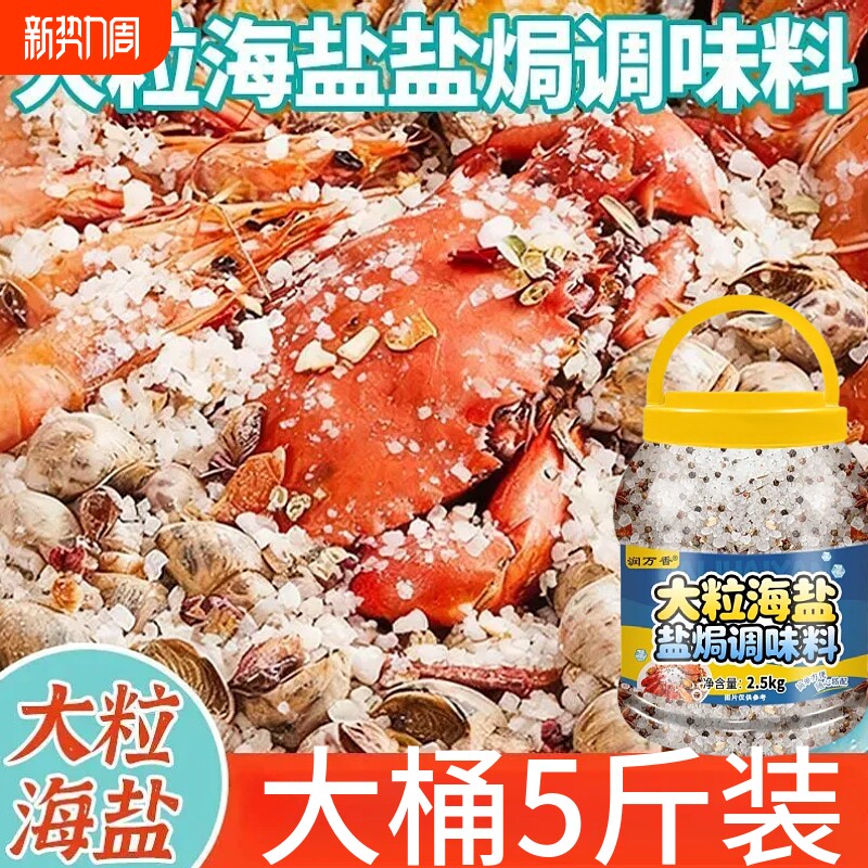 大粒海盐盐焗调味料2.5kg家用商用虾螃蟹螺专用大桶装海鲜大颗粒