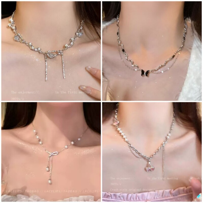 碎银珍珠项链小设计高级感简约气质锁骨链女方糖小钻轻奢精致颈链