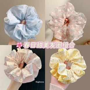 韩系超大号多层发圈女新款丸子头发绳高级感扎头头饰双层网纱