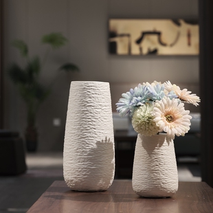 北欧白色花瓶陶瓷鲜花客厅插花桌面摆件轻奢高级感干花银柳专用