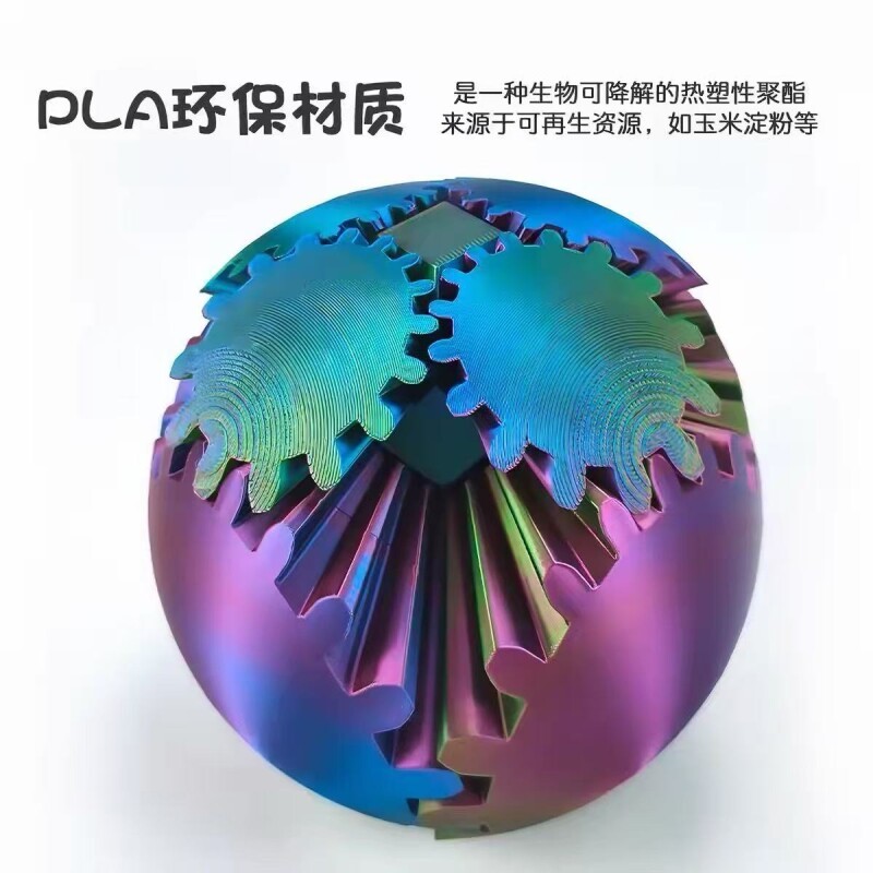 网红齿轮打印旋转球空间几何立体魔方指尖把玩解压神器儿童玩具图片