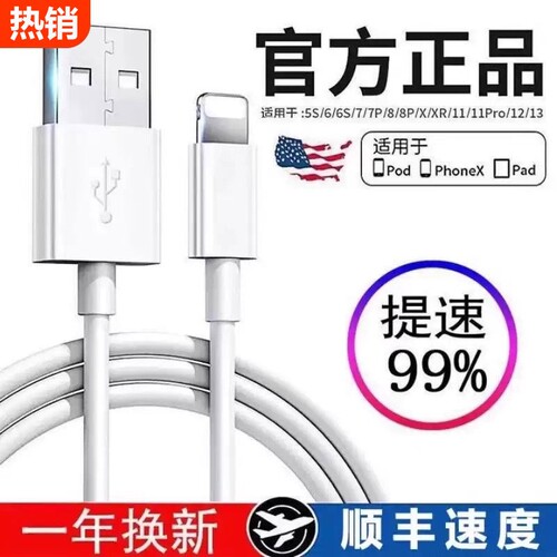 苹果充电线数据线适用iPhone16/17/15promax正品141317器头PD30w手机11/XR快充8p车载iPad平板12闪充2米原7装