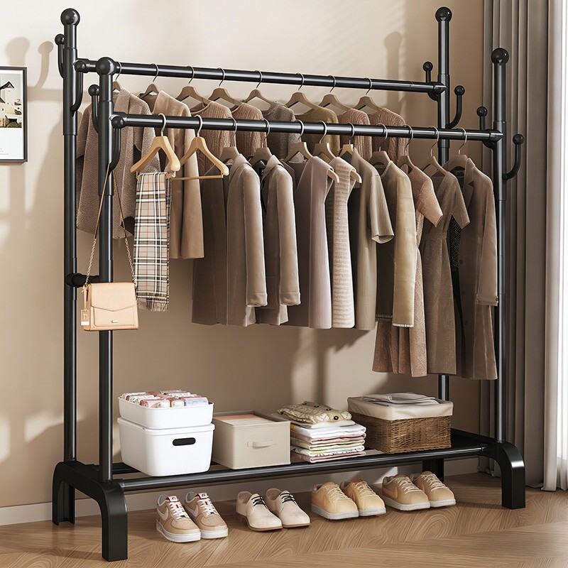 简易晾衣架卧室家用阳台挂衣杆室内晒衣服架子简易收纳晾衣服杆子