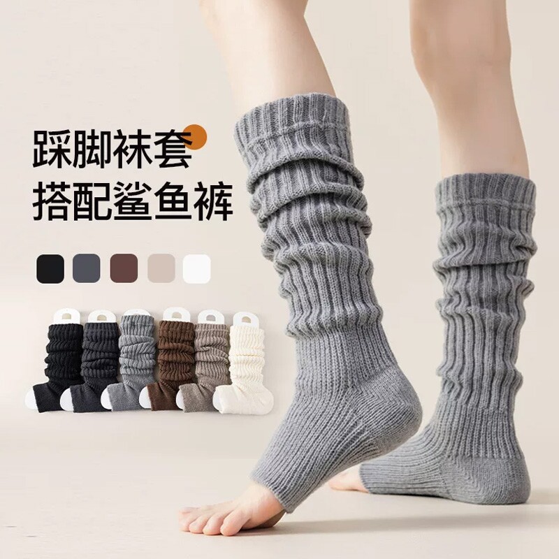 踩脚袜套堆堆袜子女2025新款秋冬针织白色配雪地靴y2k腿套中筒