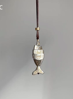 冷淡风拼接小鱼吊坠项链中古vinage小众设计感精致轻奢秋冬毛衣链