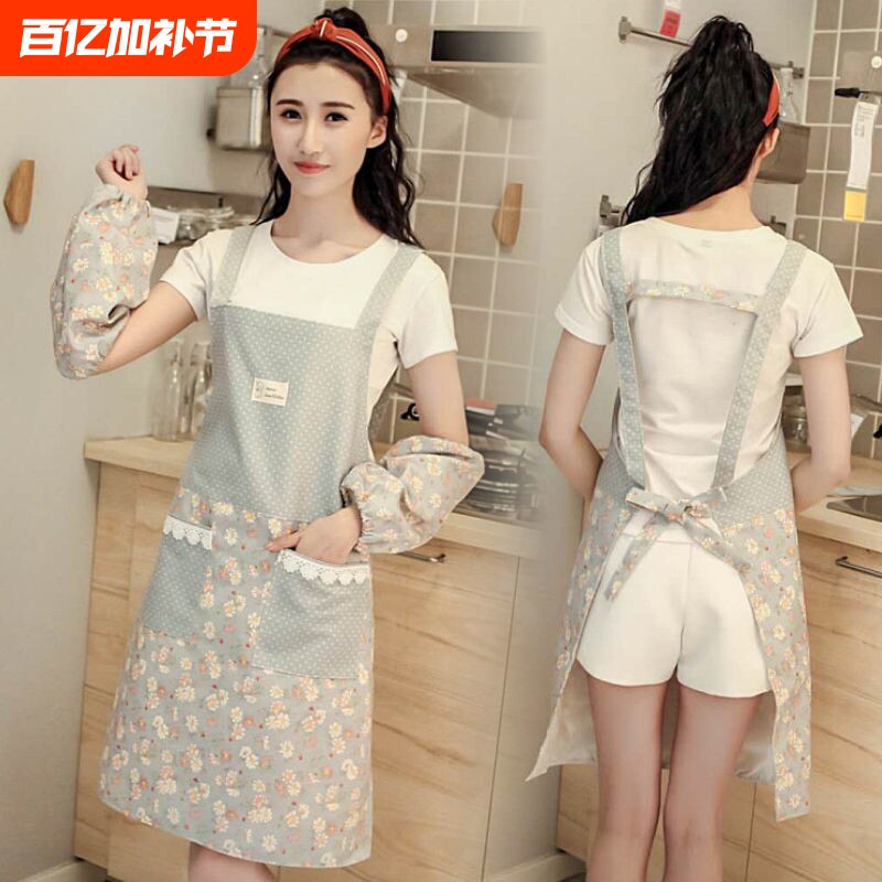 2024家用网红围裙新款纯棉女士透气防水防油洋气背带厨房薄款加长