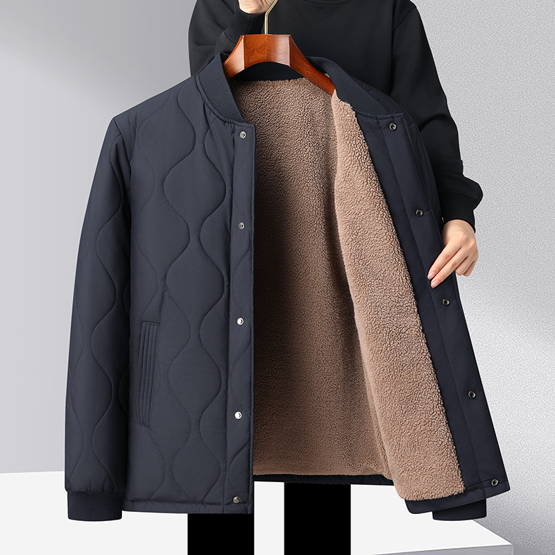 爸爸冬装棉衣加绒加厚夹克冬季男士外套爷爷棉服内胆中老年小棉袄