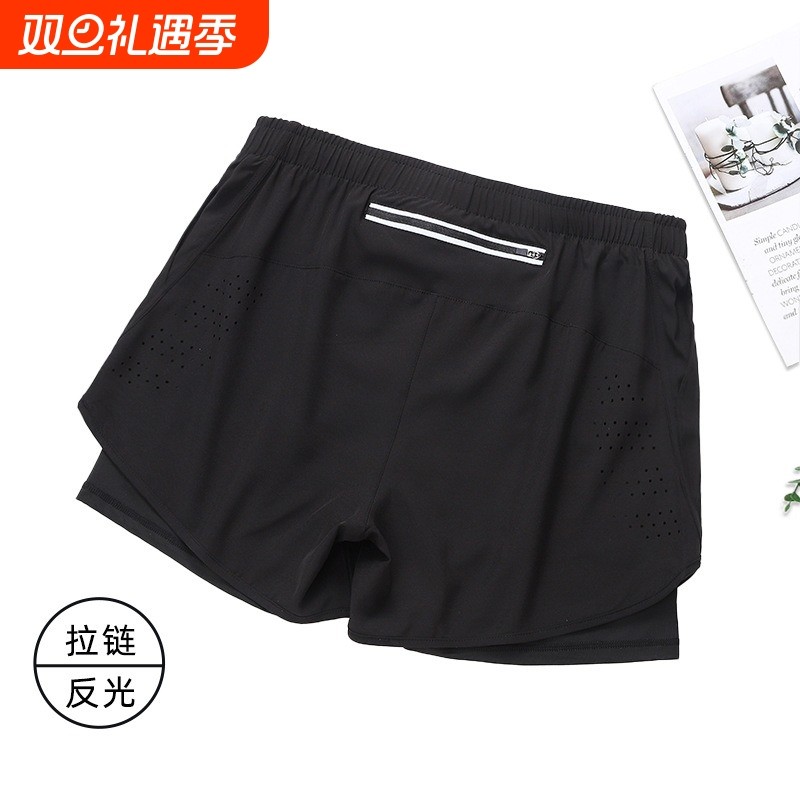 运动跑步短裤男士大码防走光速干假两件体育健身内衬专业可放手机
