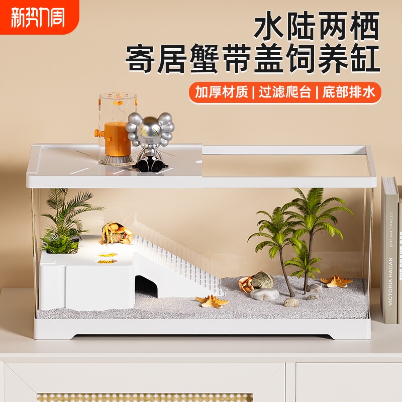 生态亚克力寄居蟹饲养箱爬台家用客厅造景全套相手蟹螃蟹缸桌面