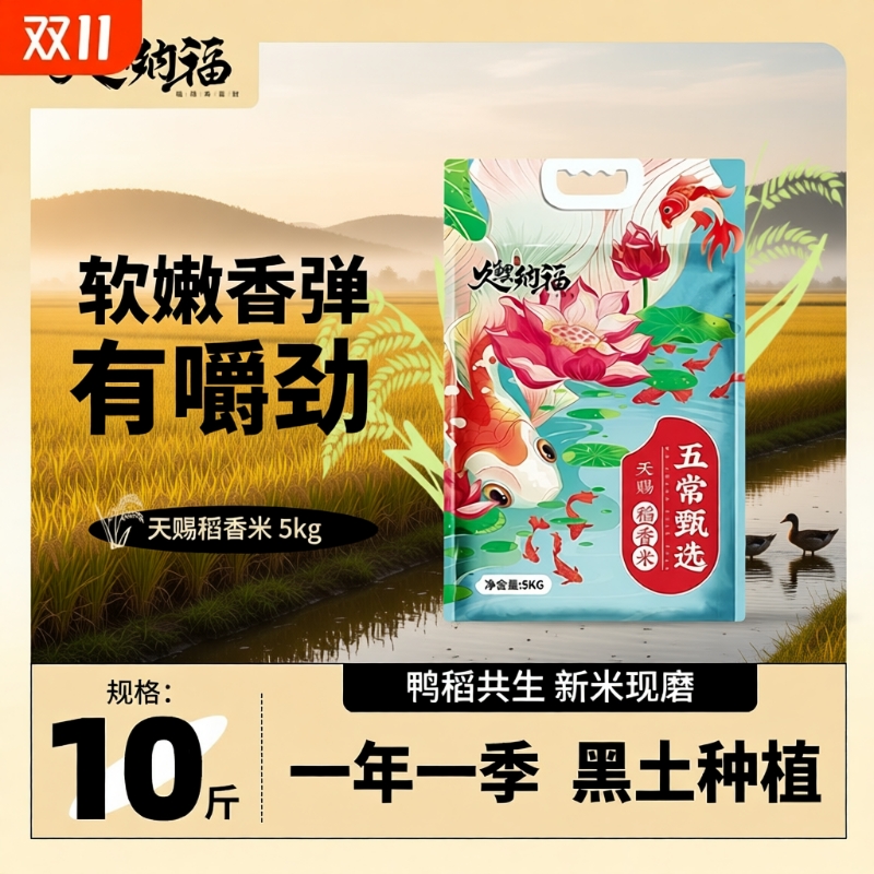 久鲤五常大米10斤现发新米东北大米真空包装稻香米优质食用纳福