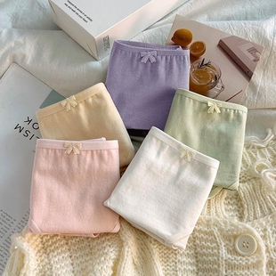 头蝴蝶结 衩裤 内裤 女士纯棉全棉抗菌学生中腰无痕透气弹力三角短裤