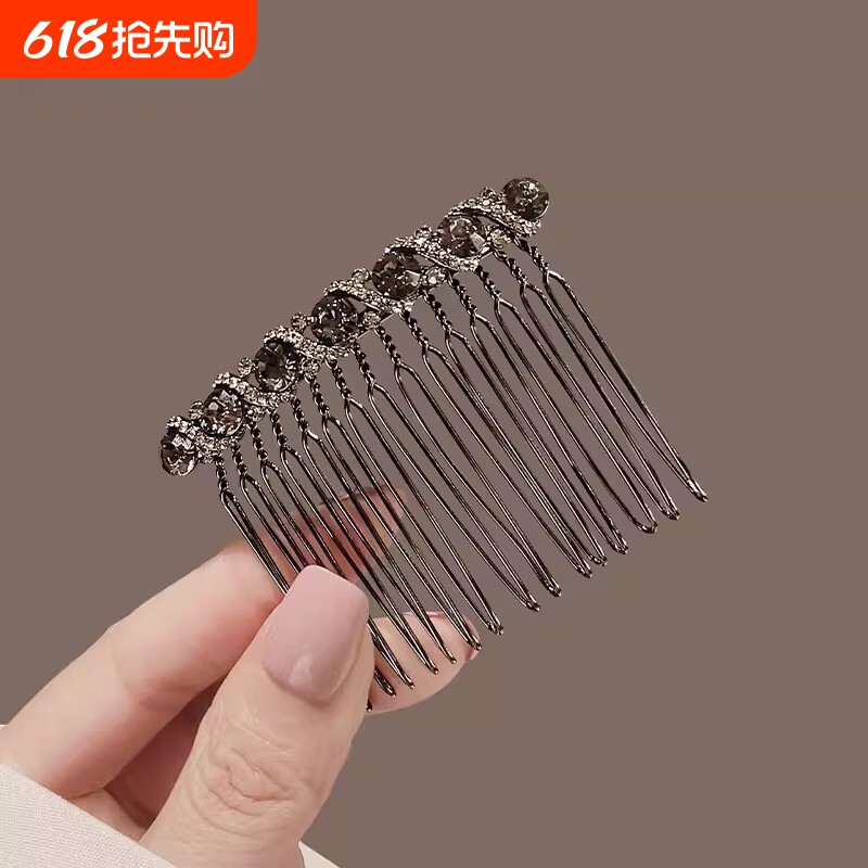 水钻倒插梳无痕发卡刘海夹高端盘发神器简约发夹女后脑勺卡子头饰