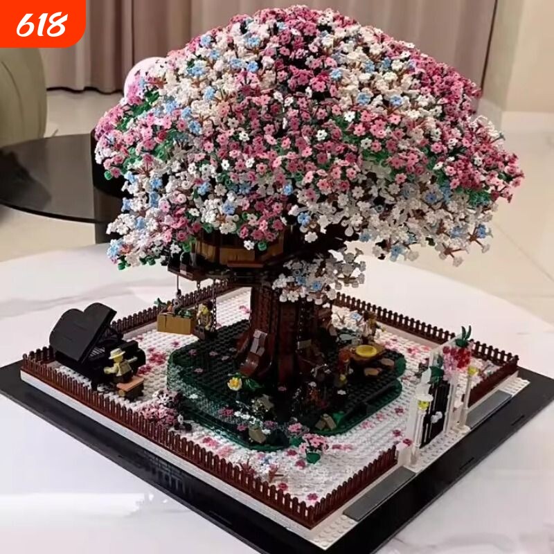 2026新款樱花树屋积木花束3D立体成人女生拼图巨大型益智拼装玩具