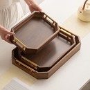 中式 复古竹木胡桃色收纳托盘轻奢竹制干泡茶客厅果盘商用高档餐盘